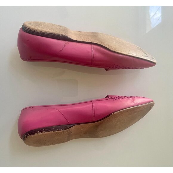 Pink Leather Loafers, Size 9.5, Real Leather Flats by Bellicci, Barbiecore Shoes - Picture 7 of 9